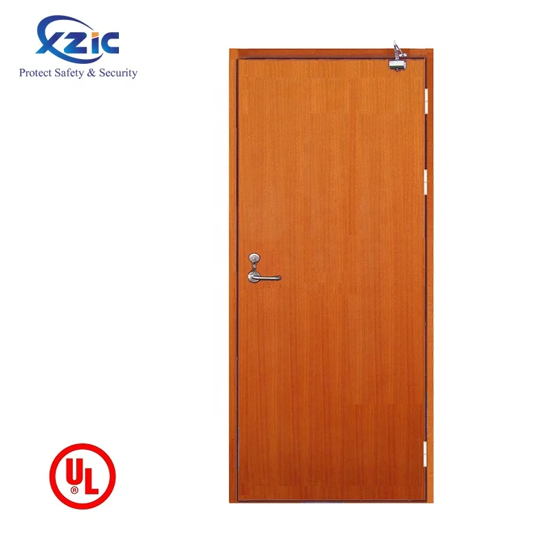 ul listed 20 minutes natural veneer finished solid core flush wooden fire rated door