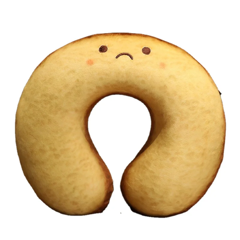 Cute Cartoon Soft Bread Pattern U shape Neck Pillow for Sleep Travel Airplane Pillow Protect Neck