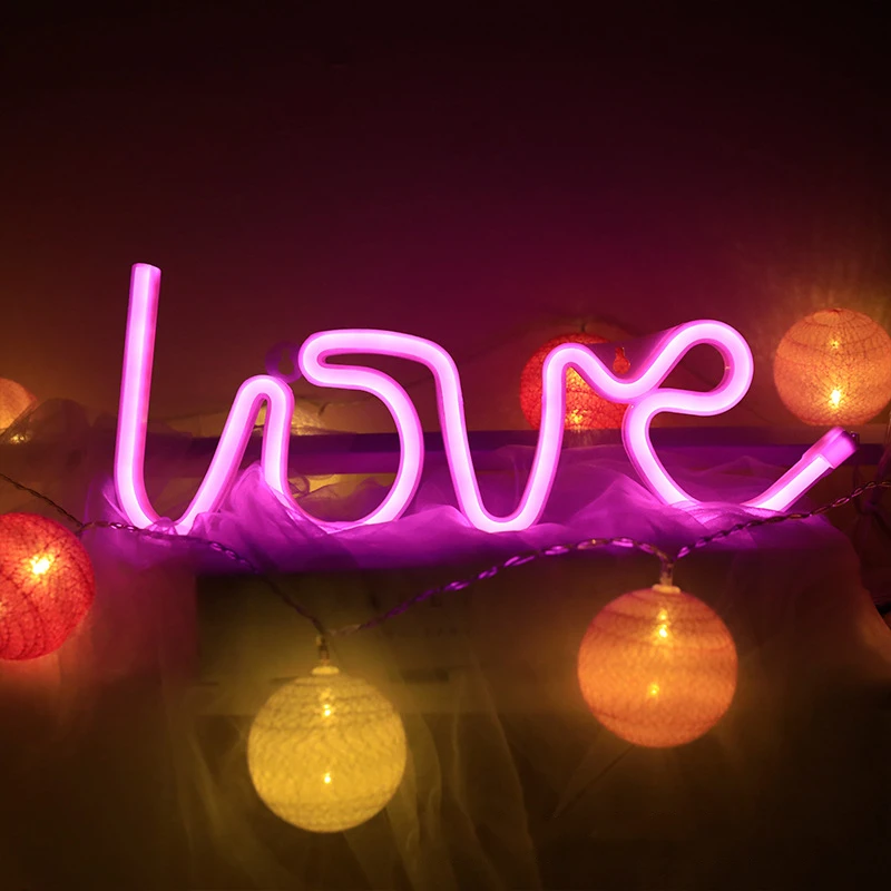 Led Neon Sign Confession Romantic Decoration Love Shape Night Light Wedding Party Props