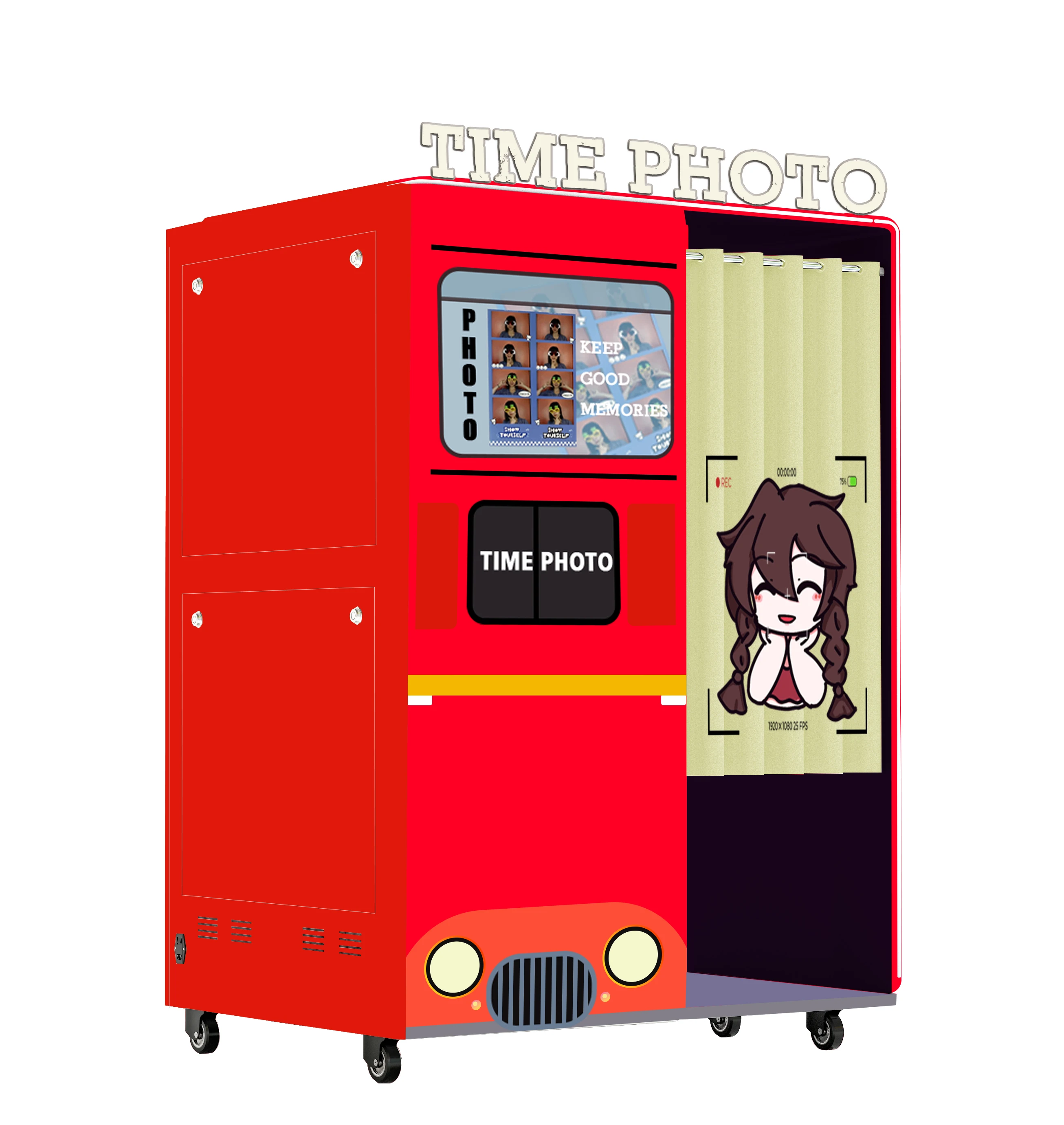 Professional Customized Self-Service Coin-Operated Photo Booth with Printer Compatible with Camera