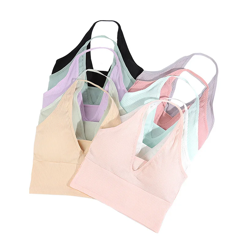 
Thread cotton beauty back wrapped bra hanging halter vest Wireless chest wrap Tube Top vest 