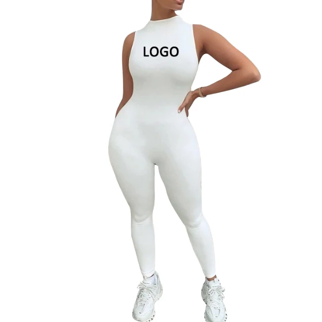 
Popular Custom Blank Sleevelss Stetchy Jumpsuit Clothes Vendor Fitness Tight One Pieces Bodysuit 