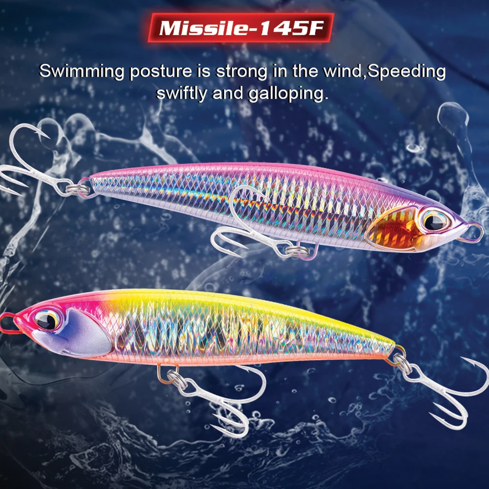 HONOREAL new hard artificial seas fish lures custom stick bait pencial fishing lures with Mustad Hook