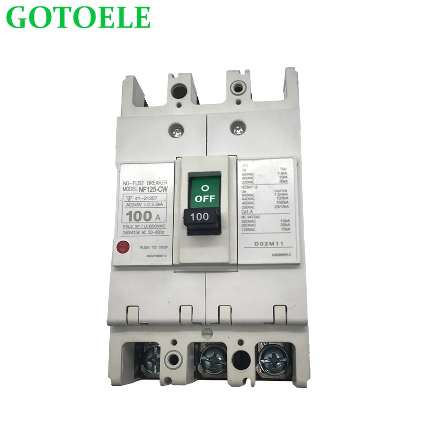 circuit breaker NO-FUSE MODEL NF125-CW 3P 100A 240/415V 50/60HZ SILVER POINT