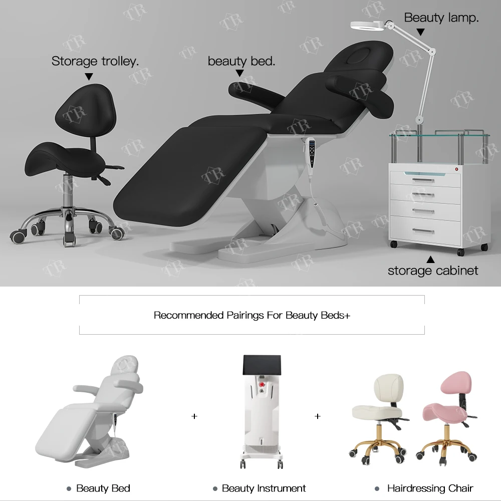 Turri Reclining Chair For Beauty Salon Cosmetic Electric Massage Bed Lifting Adjustable 3 Motors Salon Equipment Furniture
