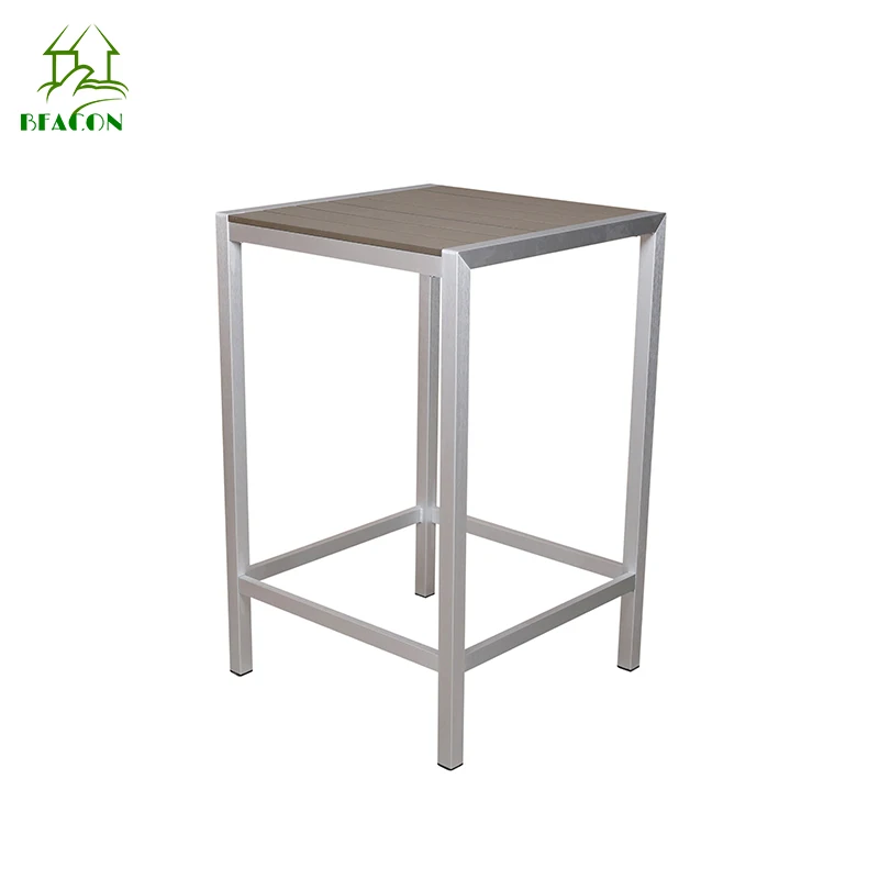 Cafe furniture bar high tables plastic wood bar out door chair with table for restaurant and bars outdoor