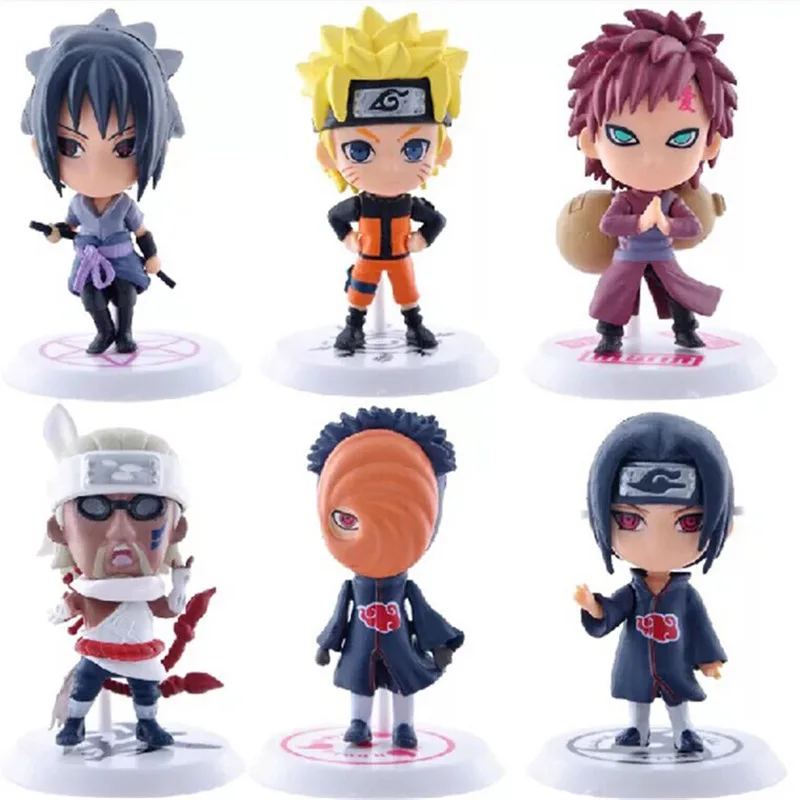 6pcs/set Cartoon Anime Figure Kakasi Sasuke Action Figures with Color Box Mini 3D PVC doll Model Toy for Collect