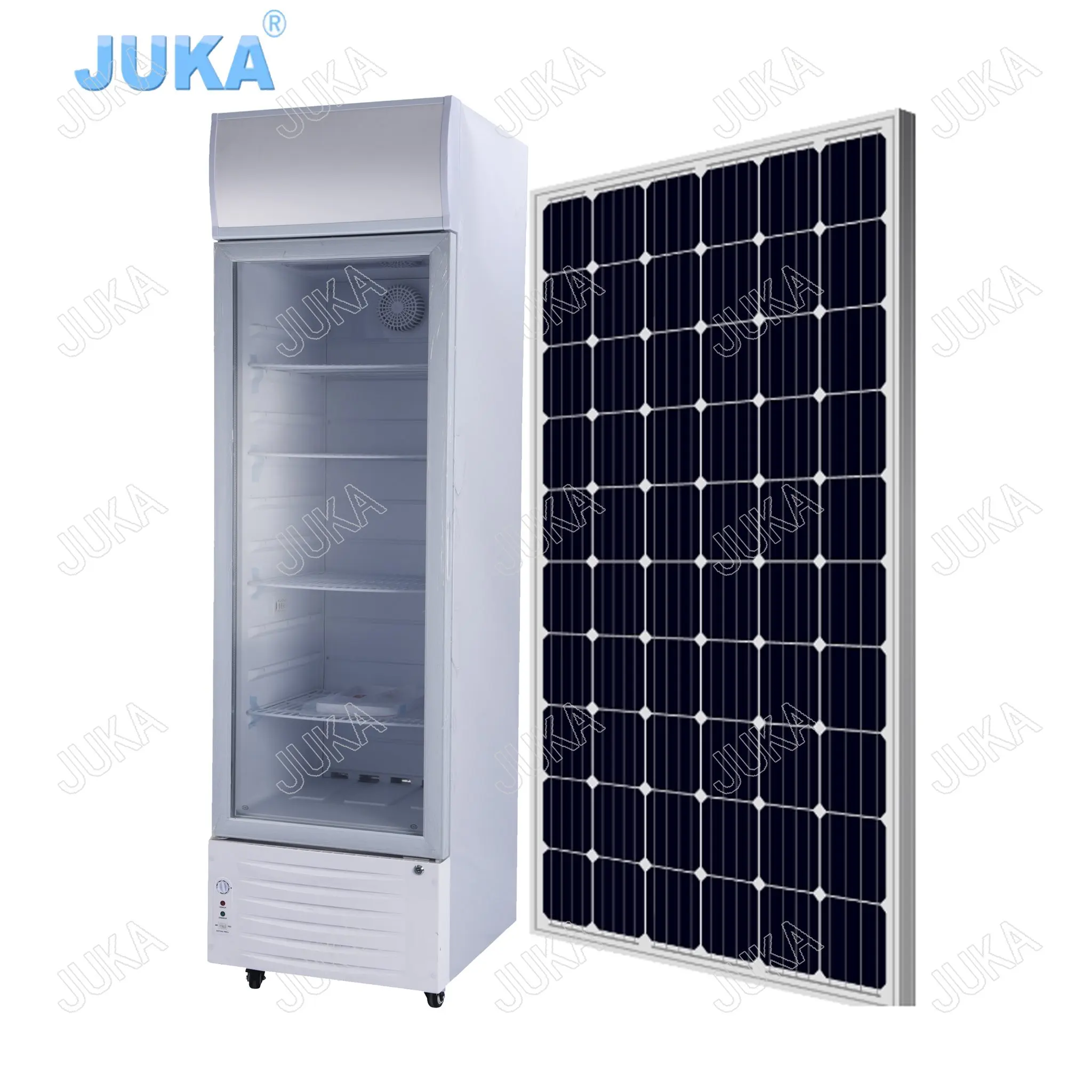 24V  LC-300  solar glass door solar upright showcase commercial with solar system odm&oem with battery with controller