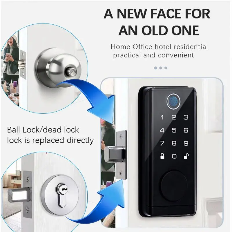 Gold supplier biometric home door lock digital electronic smart lock handle lock for wooden door