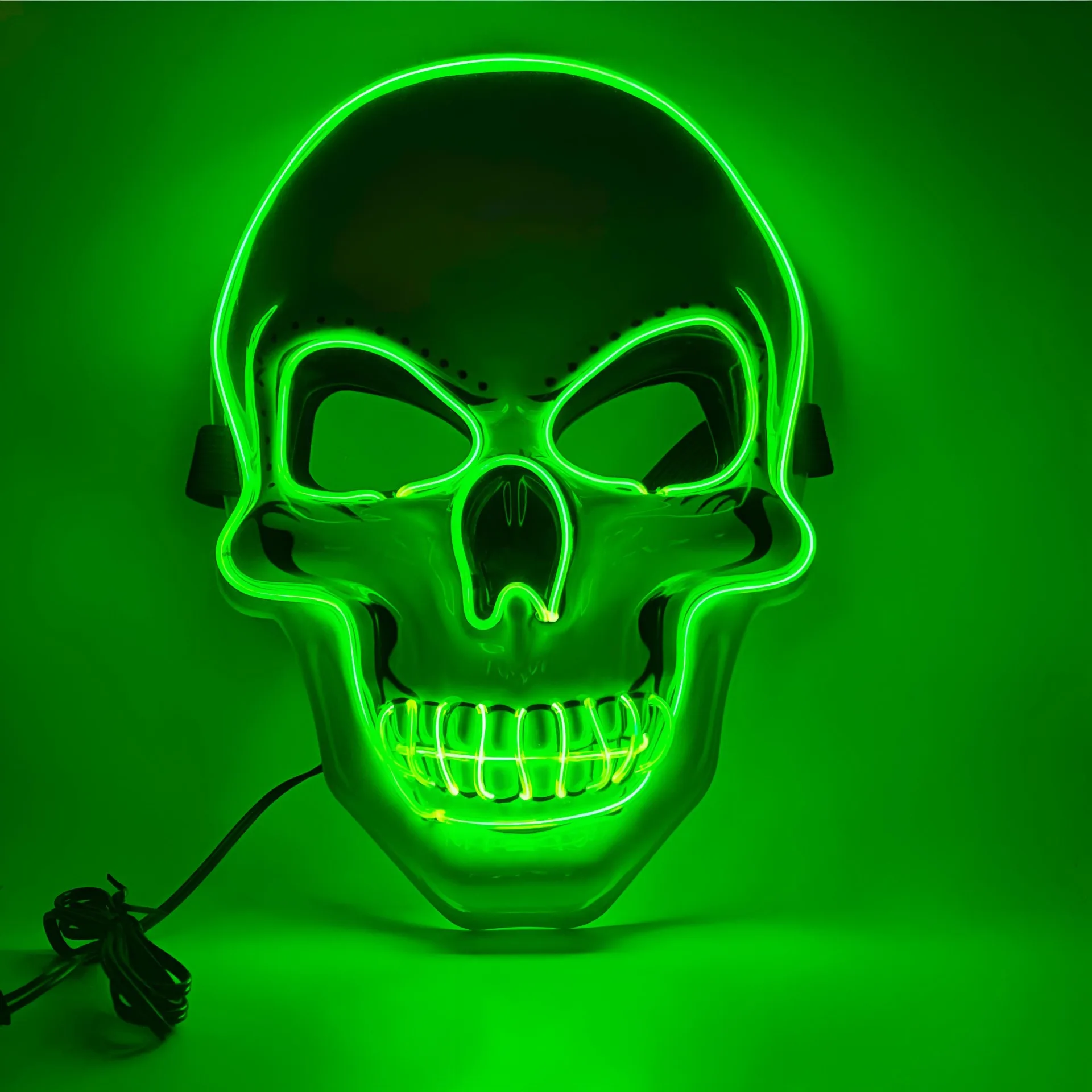 Spot Wholesale PVC White Luminous Led Mask El Cold Light Horror Scream Halloween Mask 10 Colors Flash Party Mask 2024