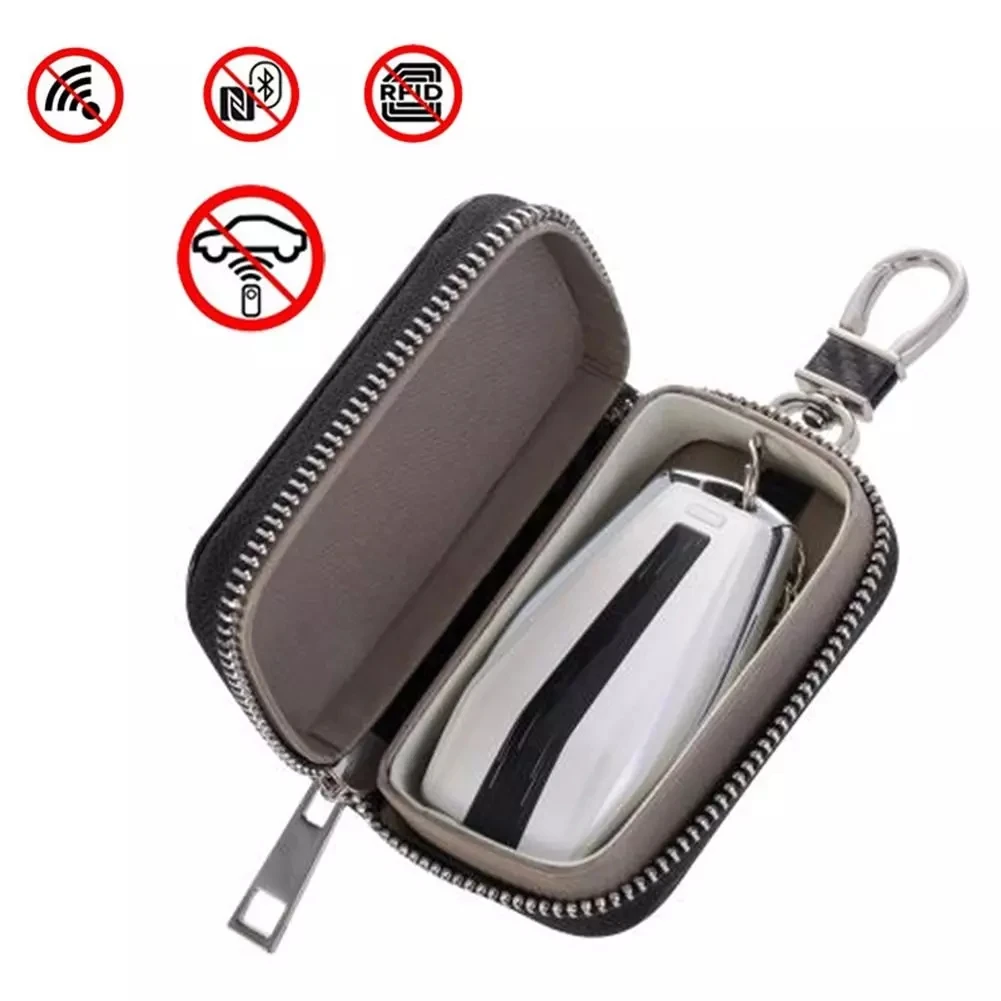 Premium Faraday Box Car Key Fob RFID Signal Blocking Bag PU Leather Anti-Theft Pouch Anti-Hacking Case Cover Blocker Pouch