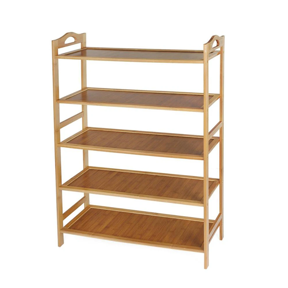 Бамбуковая полка для обуви, 5 уровней, легкая сборка, полка для обуви для прихожей, современный бамбуковый шкаф для хранения, для домашнего шкафа