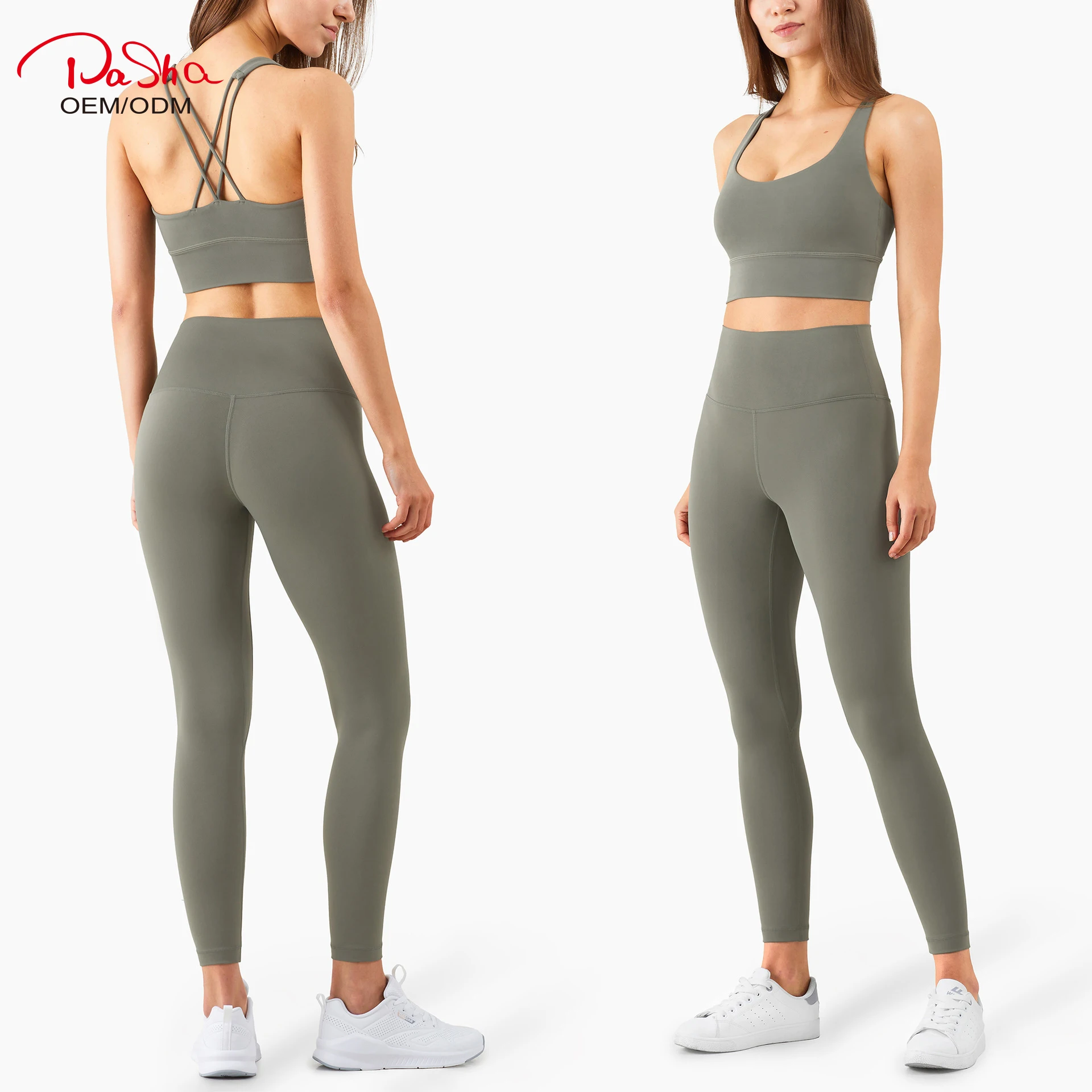 Pashasunshine Лето Купальник с высокой талией леггинсы и бюстгальтер для йоги костюм с открытой спиной костюм для занятия йогой для зарядки фитнеса с Спагетти ремень Спортивная одежда