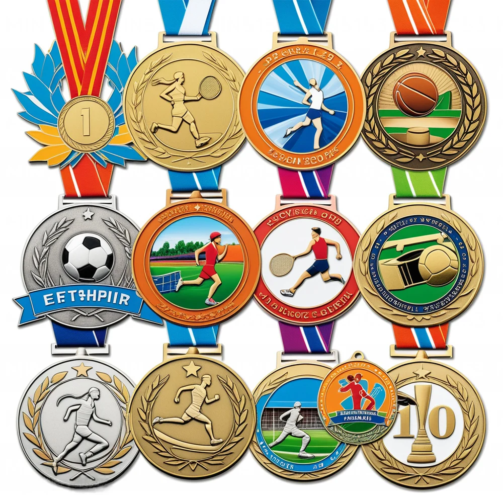 Custom Logo Personalized Ribbon Awards Metal Sports Medal 2024 Football Race Metal Medal