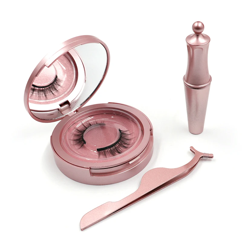 High Quality Eyeliner Magnetic Eyelash Handmade Natural Real 3D Mink Eyelashes Black With Tweezers