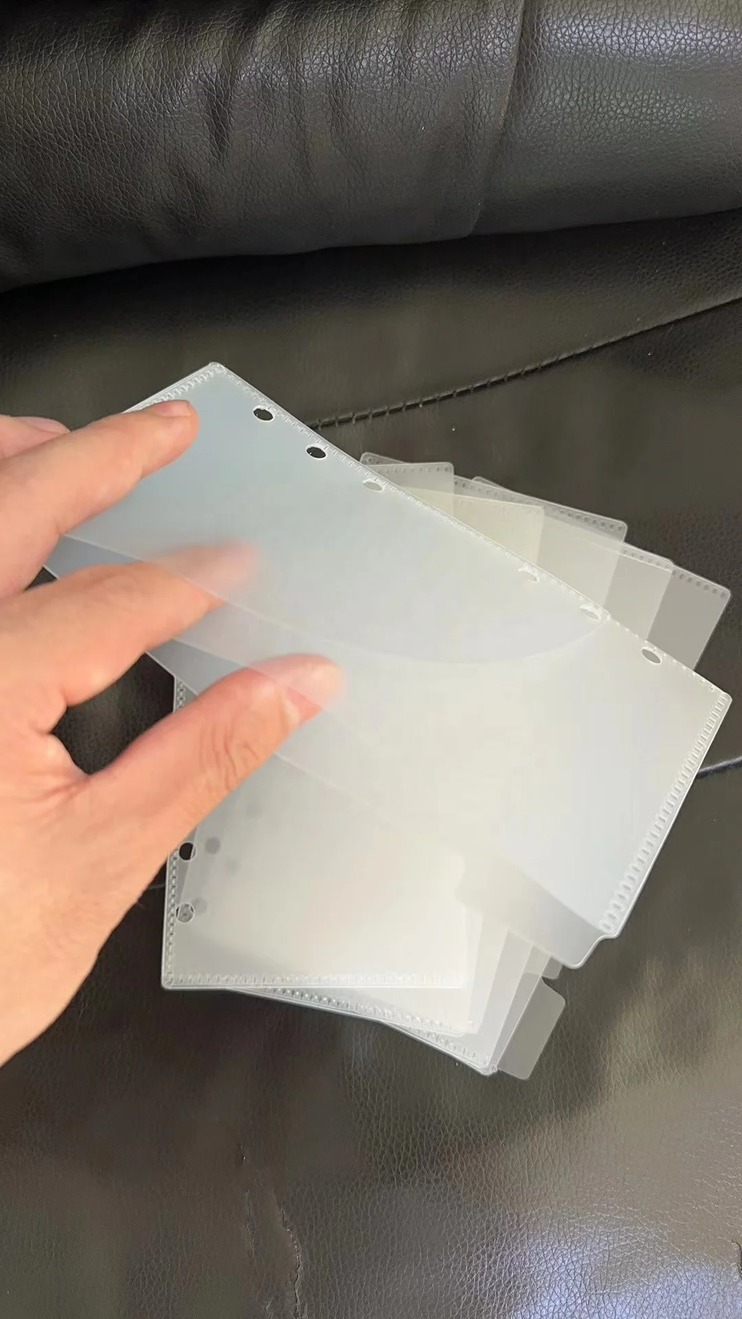 A6  Pink Frosted PP Cash Envelopes 6 Tabs 2 Pockets Zipperless Money Envelopes Loose Leaf 6 Hole Cash Budget Envelope Dividers