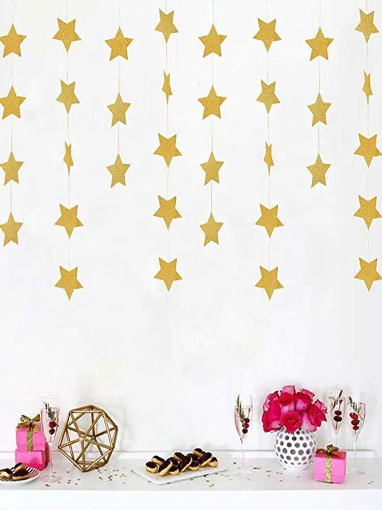 Rose Gold Baby Shower Decoration New Paper Bunting Banners Flags Kid Birthday Party Supplies