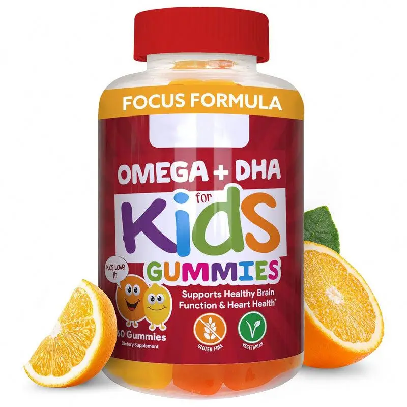 OEM 100% Pure Organic Kids Multivitamin DHA Omega 3 Gummies With Omega 6 9 For Supports Brain Joint Heart Eyes and Immune System