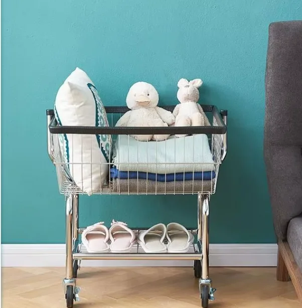 Simple stainless steel clothes hanger double-layerlow-priced mobile cloth clothes hanger wardrobebathroom storage clothing store