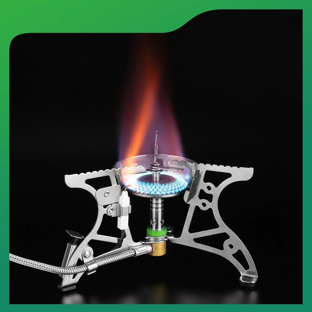 Camping Gas Split Stove, Portable Windproof Foldable Gas Stove with piezoelectric Ignition for Outdoor Picnic