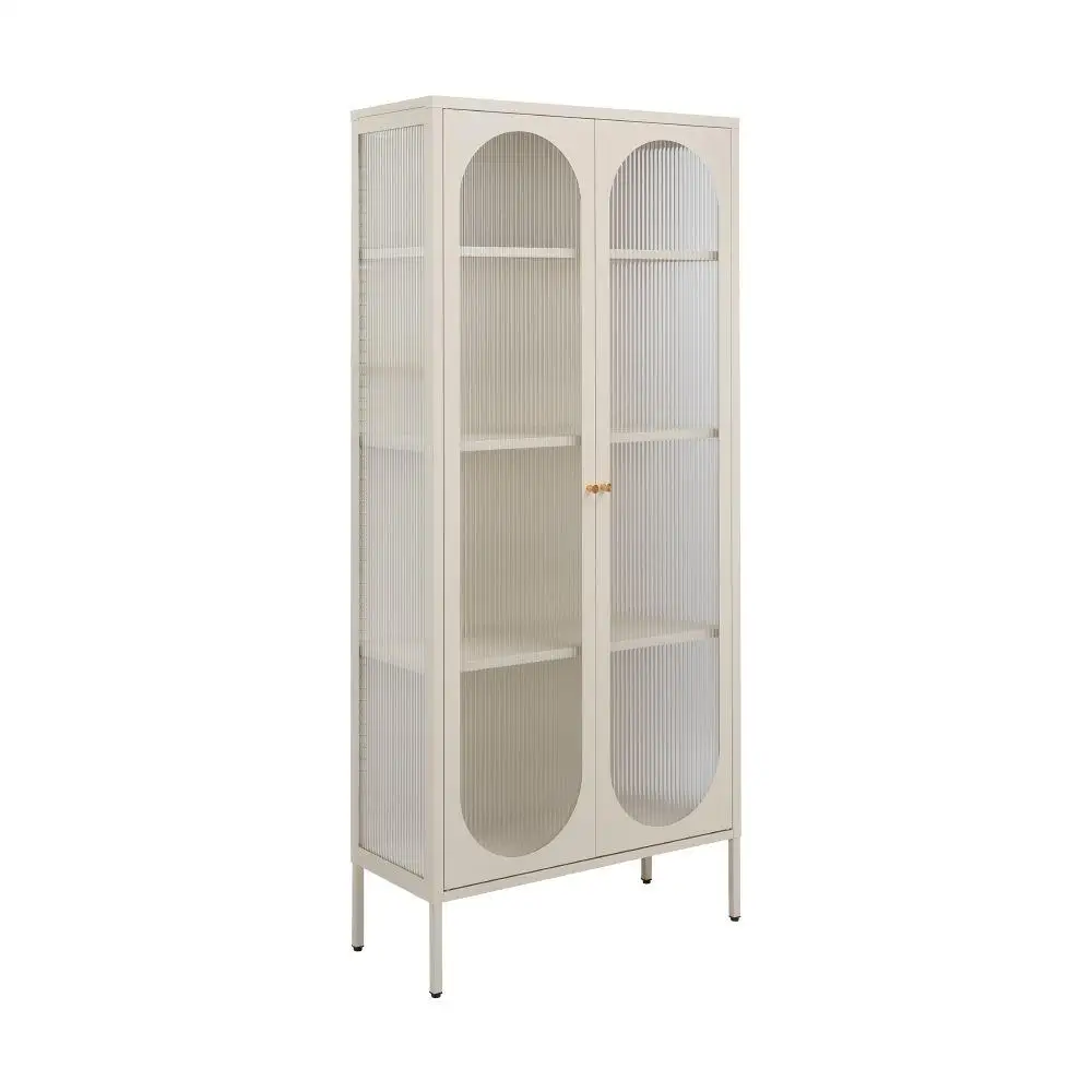 Minimalist Kitchen Cupboard Storage Cabinet White Iron Glass Luxury Kitchen Rack Usage Stainless Steel Modern Kitchen Furniture