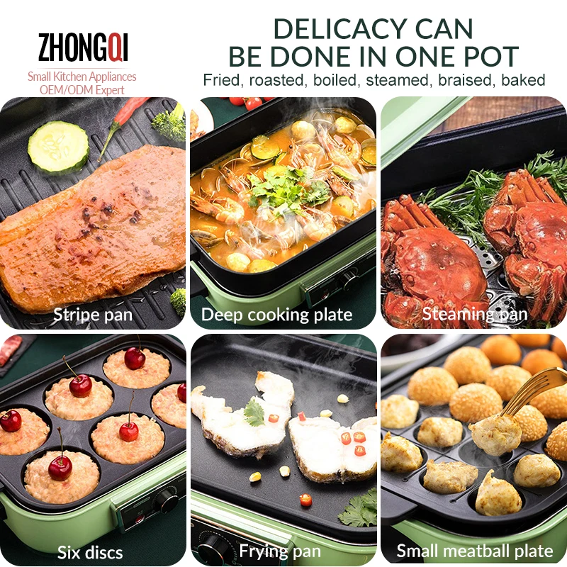 Wholesale OEM Household Smokeless Takoyaki Small Electric Hot Pot Bbq Grill Multi-function Cooking Pot