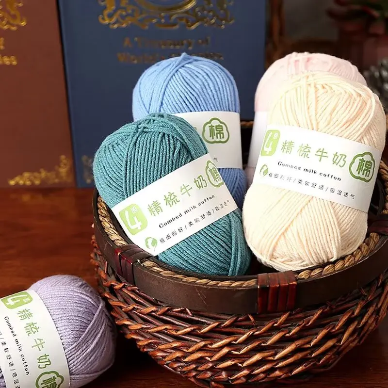 Crochet yarn with 4 strands of milk baby cotton in high tenacity design 60%Cotton 40%