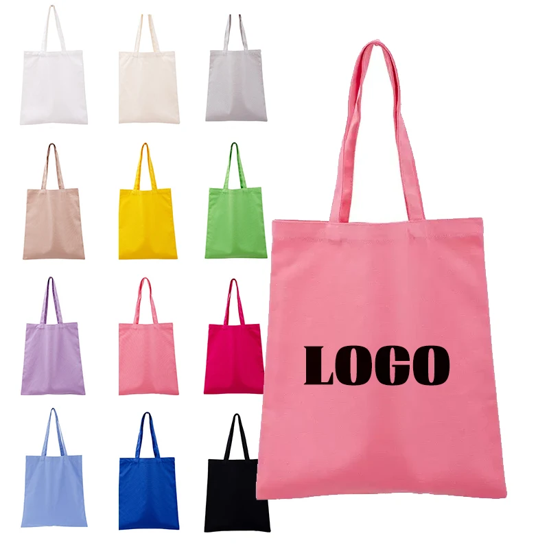 Wholesale printable black thick organic canvas cotton shopping tote bag eco friendly with custom printed logo