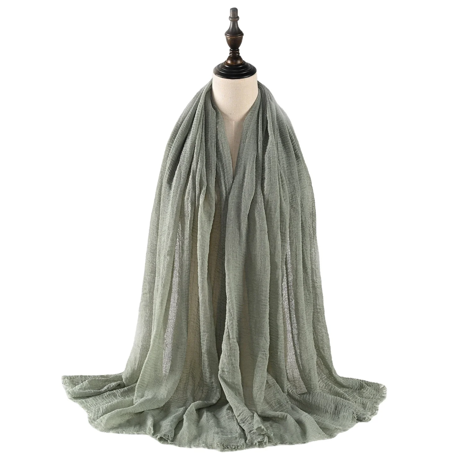 W0009 Wholesale Cheap Linen Cottons Head Scarves Candy Color Hijab 90*180cm Latest Crinkle Women Light weight Cotton Hijab Scarf