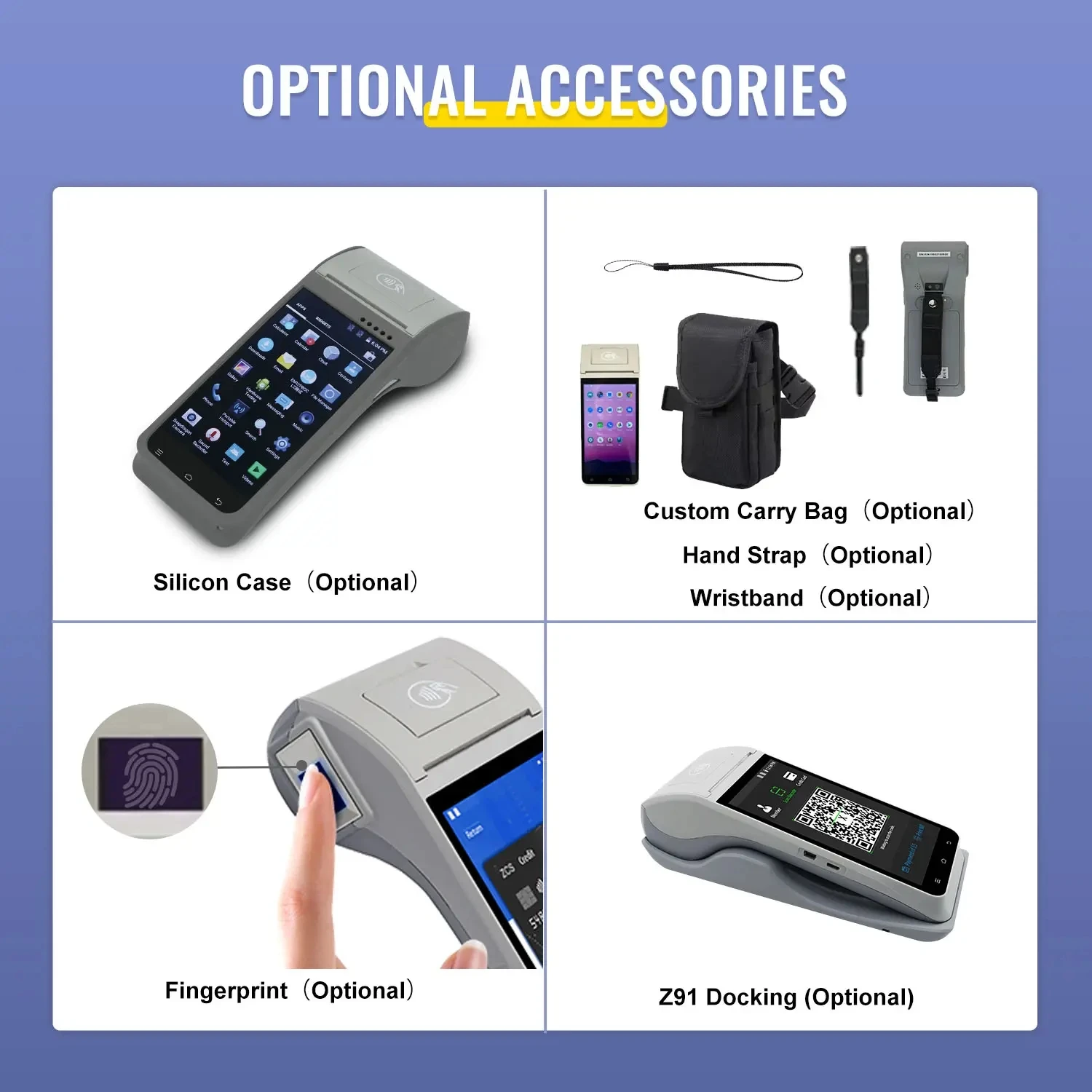 4 Core WIFI BT 4.0 58mm Thermal Receipt Printer Code Scanner Handheld Mobile Android Pos Terminal Machine Point of Sale Systems