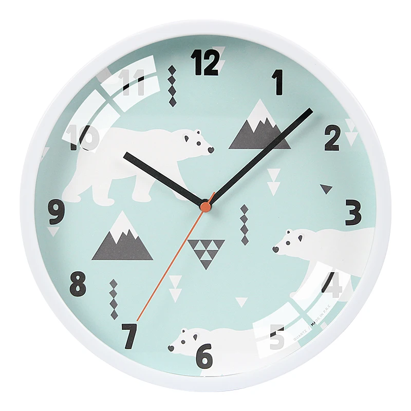 12 Inch Children Cartoon Wall Clock Silent Round Blue Cute Elephant Pattern Customization Kids Room Clock Gift