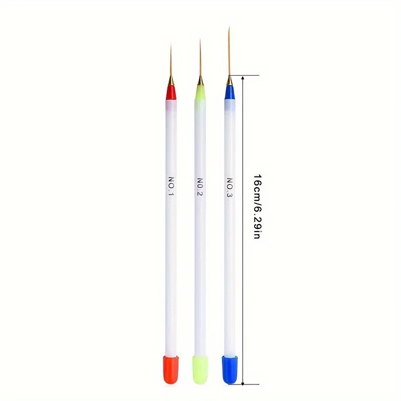 3pcs/set White Nail Art Liner Painting Flower Acrylic Uv Gel Polish Brushes Drawing Professional Design Manicure Tool nail suppl