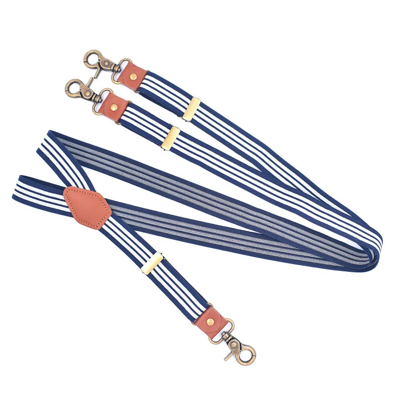 Adults Y Shape Elastic Straps 3 Clip Adjustable Braces High Quality Vintage Hooks Mens Pants Stripe Suspenders