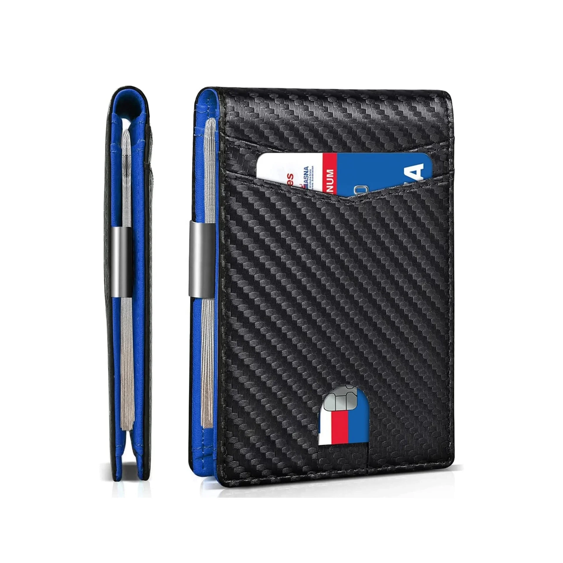 Минималистичный кожаный кошелек RFID тонкие кошельки держатель для карт с зажимом денег мужчин