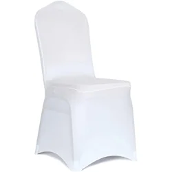 Cheap white universal arch front stretch spandex banquet chair slipcovers 100 white chair covers for wedding