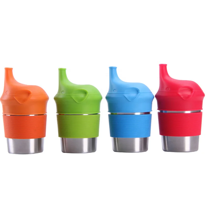 Оптовая продажа, Лидер продаж, детская бутылка для воды из нержавеющей стали с рисунком мультяшных животных Amazon, с соломенной крышкой для детей