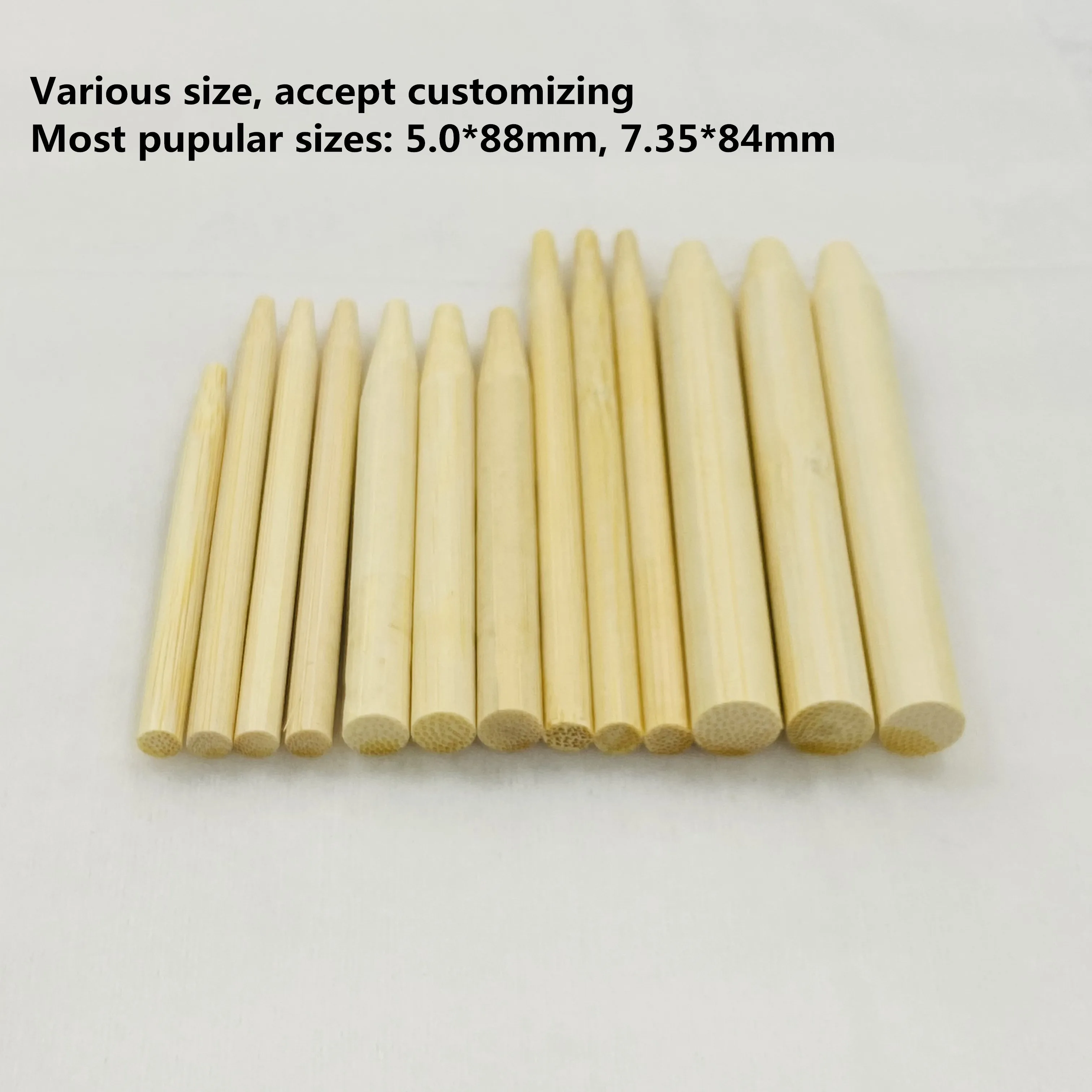 Bamboo Sticks Packing Tobacco Skewer 5.0mm 6.0mm 73mm 88mm for Pre-Roll Cone BBQ Tools with Customizable Logo