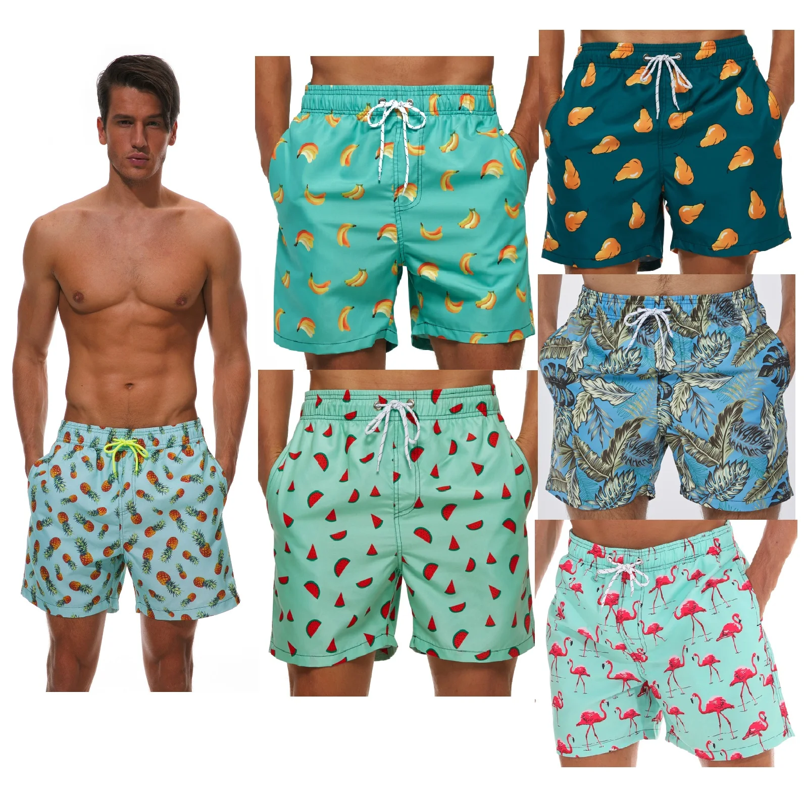 Swim Shorts All Over Print Shorts Swim Trunks Beach Trunks Men Sublimation Printed Quickly Dry Mesh Shorts