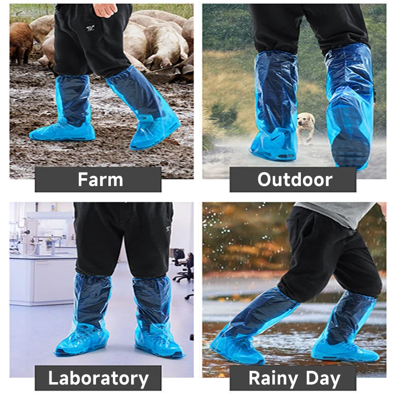 Disposable Boot Covers Plastic Long Waterproof Shoes Cover Over The Knee Shoes Cover for Men Women
