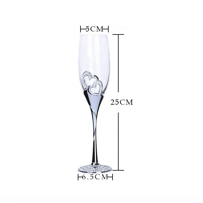 Customized Crystal Fancy Champagne flutes Glass with diamond metal stem