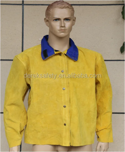 Split Leather Coveral Welding CoverallDeluxe Golden Cow Grain Leather Welding Clothes Jacket