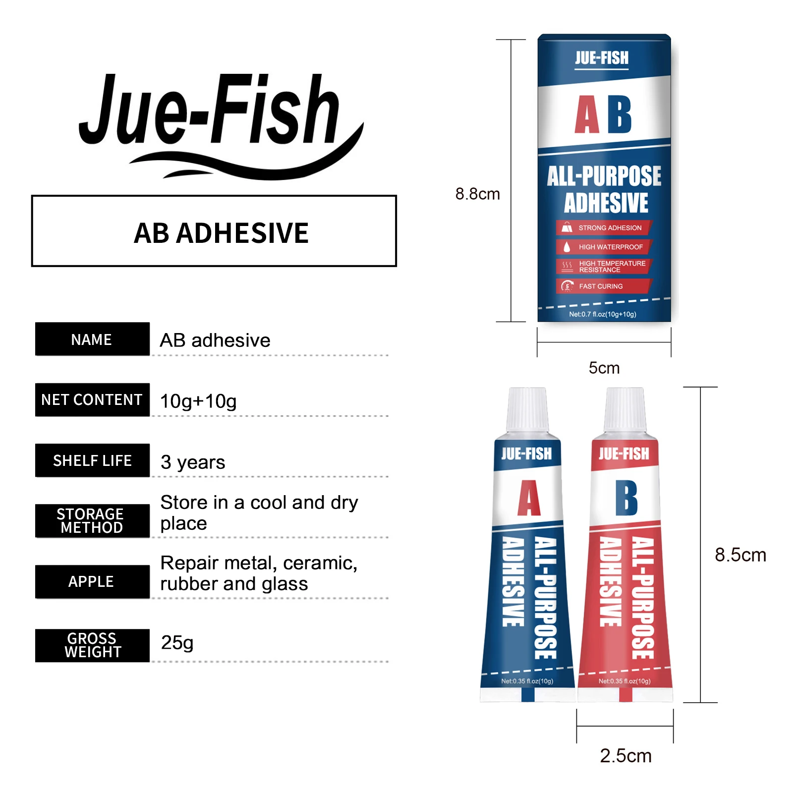 OEM AB Glue Industrial Quick-drying Glue Temperature Repair Metal Ceramic Rubber Glass Plastic Transparent  Welding Liquid Glue