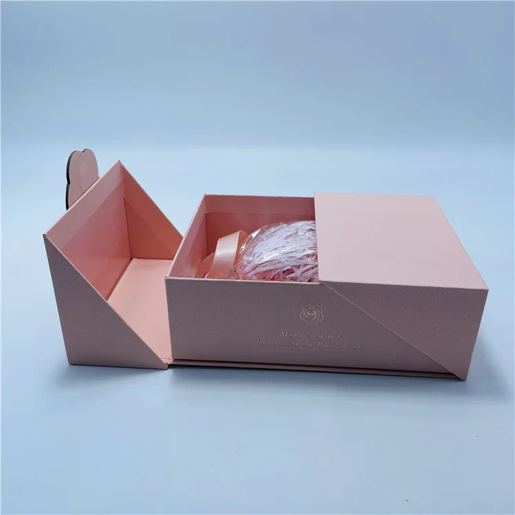 Double Door Recyclable Pink Magnetic Rose Shield Closure Candle Paper Packaging Box For Gift Set Perfume Packing
