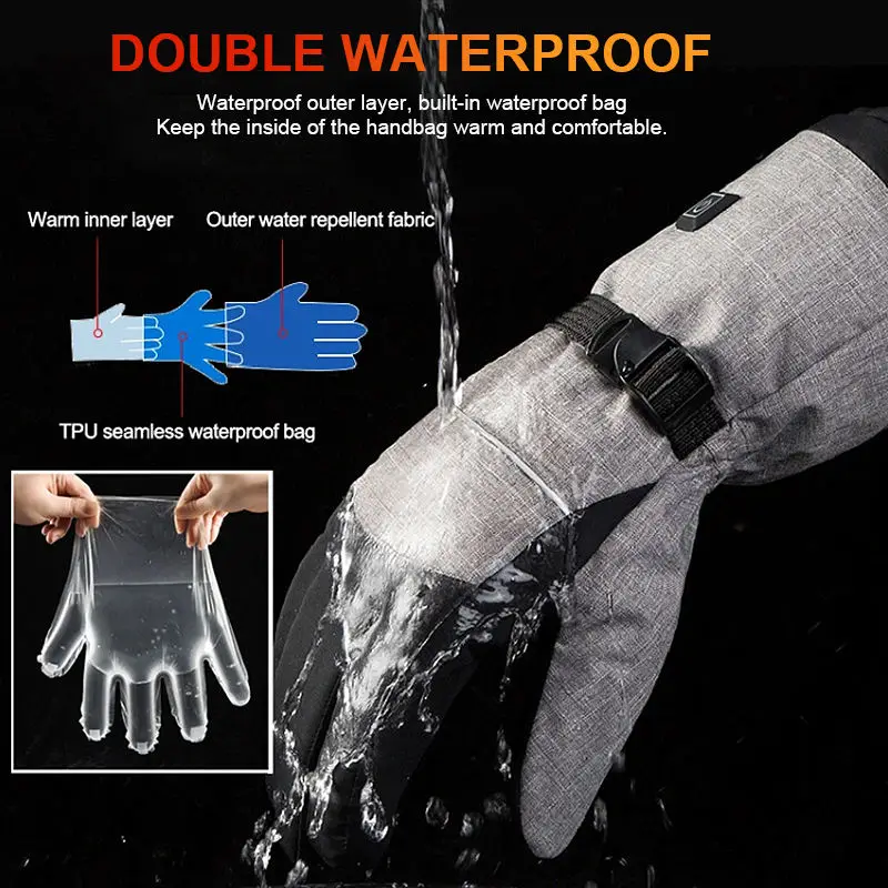 Custom 5000mAh Winter Rechargeable Ski Heated Warm Electrical Glove for outdoor sport cold