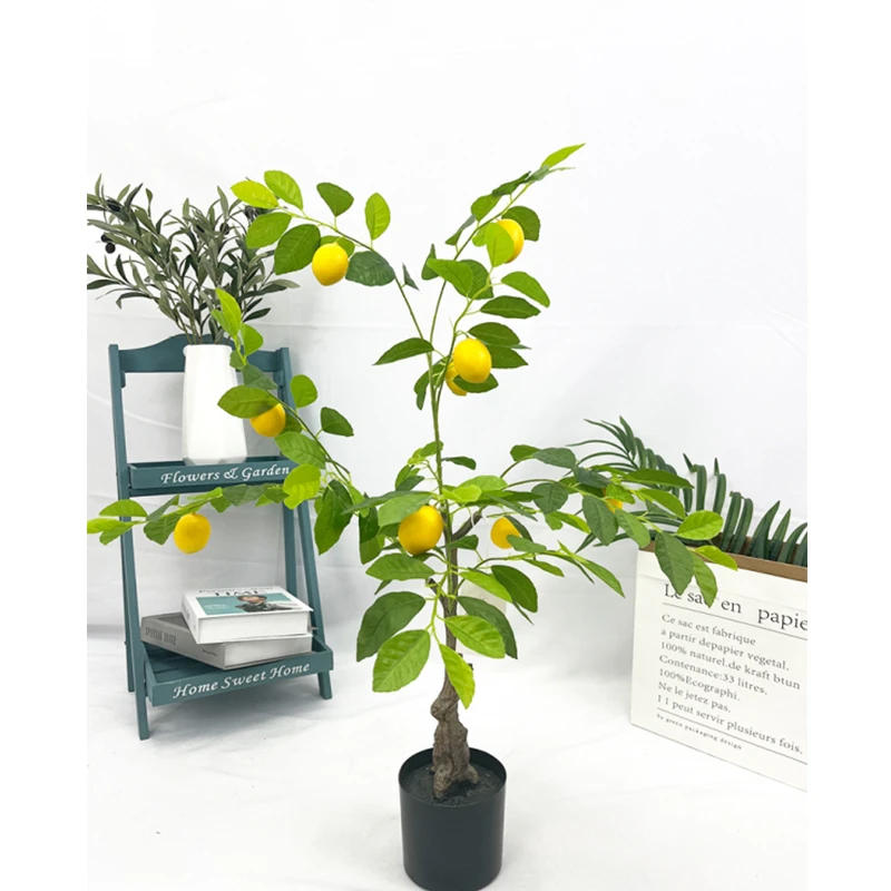 Simulation Decorations Faux Potted Lemon Fruits Tree Plastic Fruit Trees Fake Orange Artificial Lemon Tree