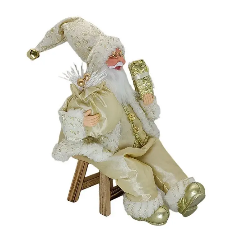 40cm Custom Christmas plush Animated Electric Santa Claus Rocking Chair Musical Ornament Decoration Figurine Xmas Collection