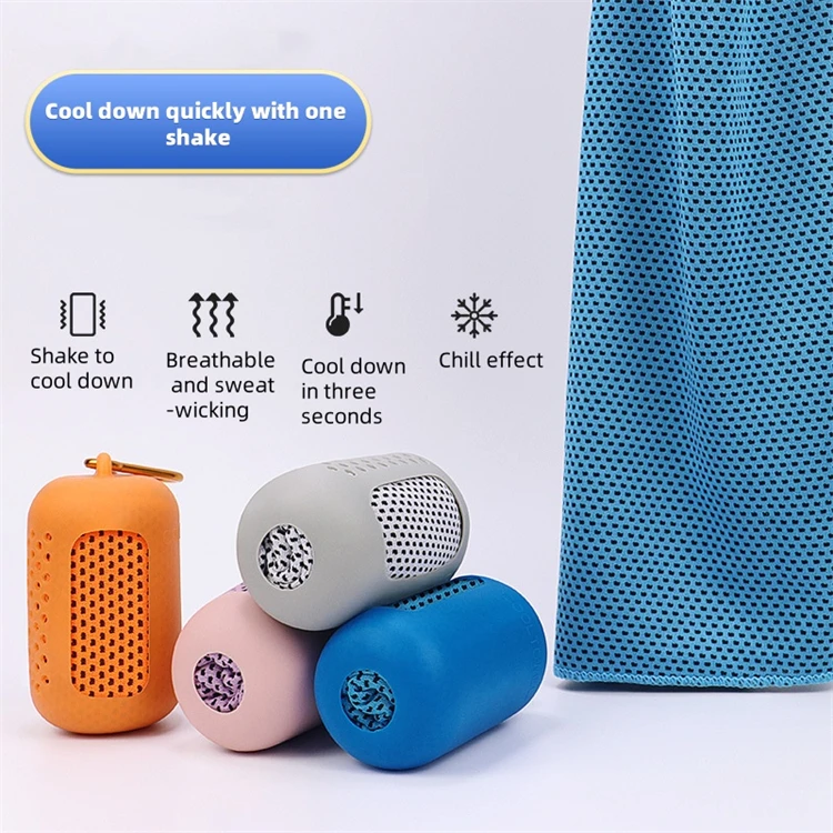 Quick Dry Camp Towel Super Absorbent Cool Towels with Portable Creative Silicone Case for Gym Beach Sport Travel