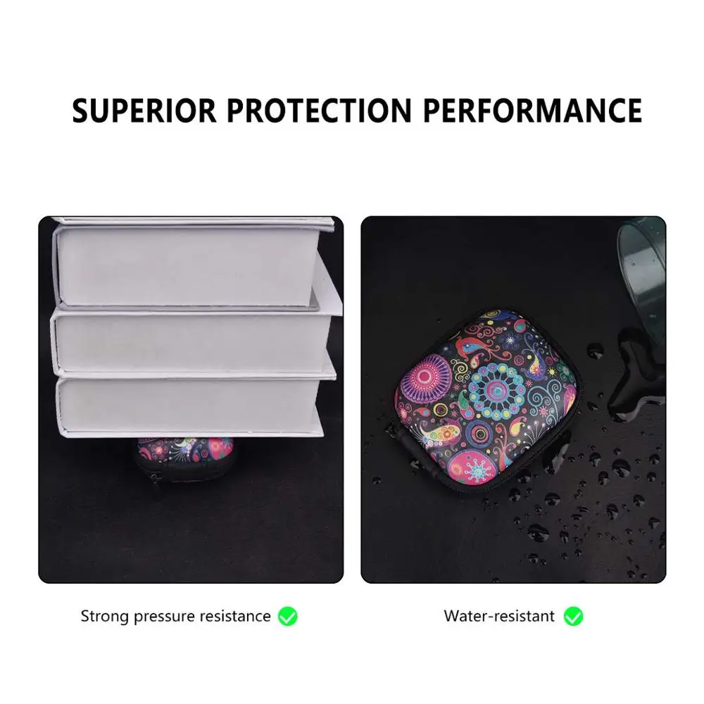
Custom Printing Leather Hard Moulded Portable Earbud Earphone Pouch Eva Headphone Case 