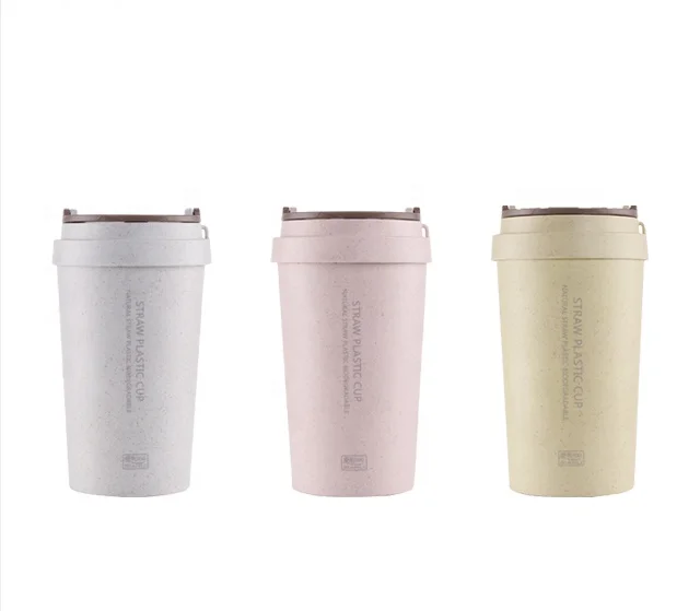 Environment-friendly Degradable Wheat Straw And Rice Husk Plastic Water Cup Reusable Double-wall Coffee Cup