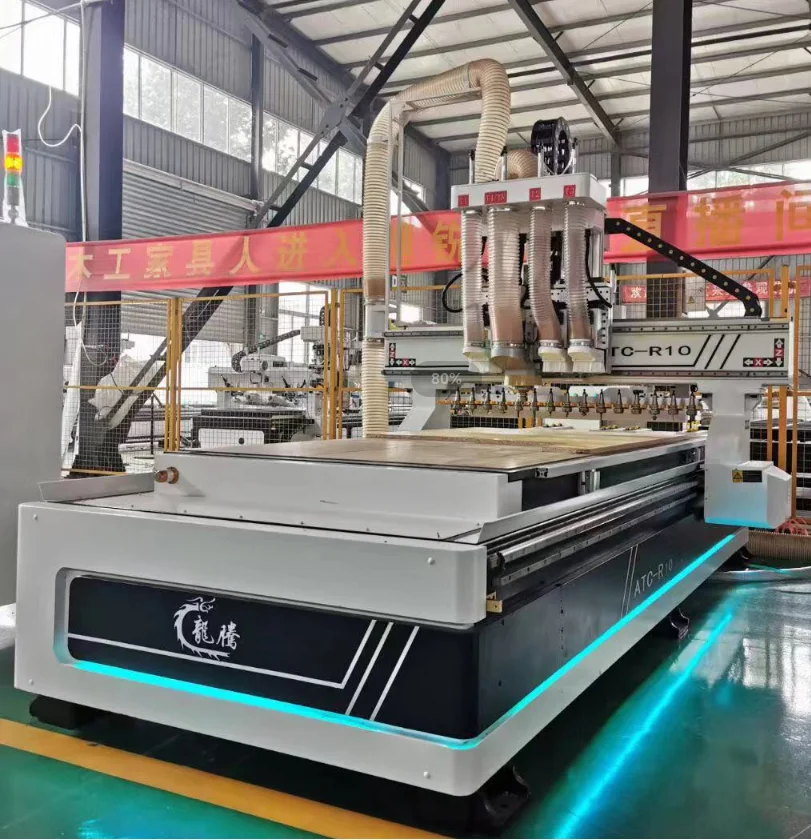 ATC Tool change with Four Single Head cnc knife cutting machine for PVC MDF acrylic cutting to make furniture